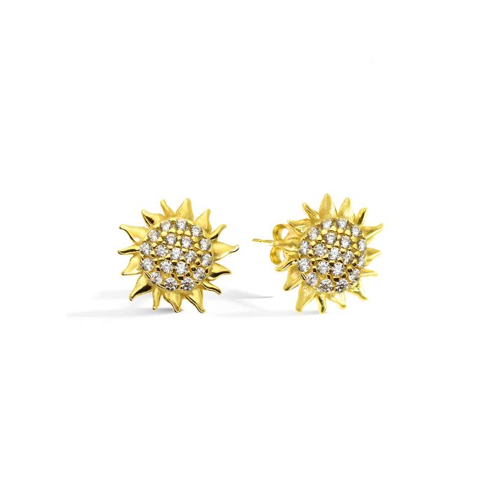 Orecchini Sole in Oro e Zirconi