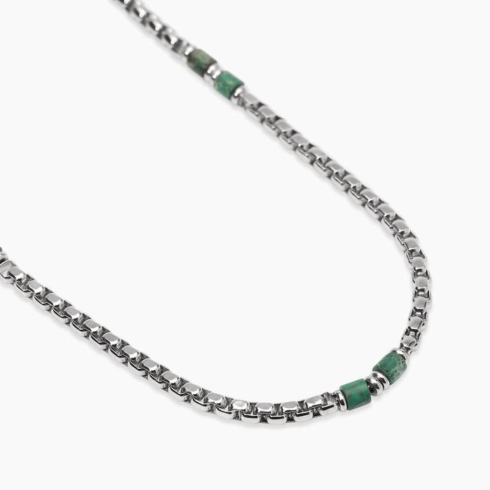 Collana in acciaio e diaspro verde Style 03