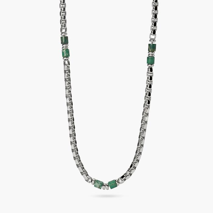 Collana in acciaio e diaspro verde Style 03