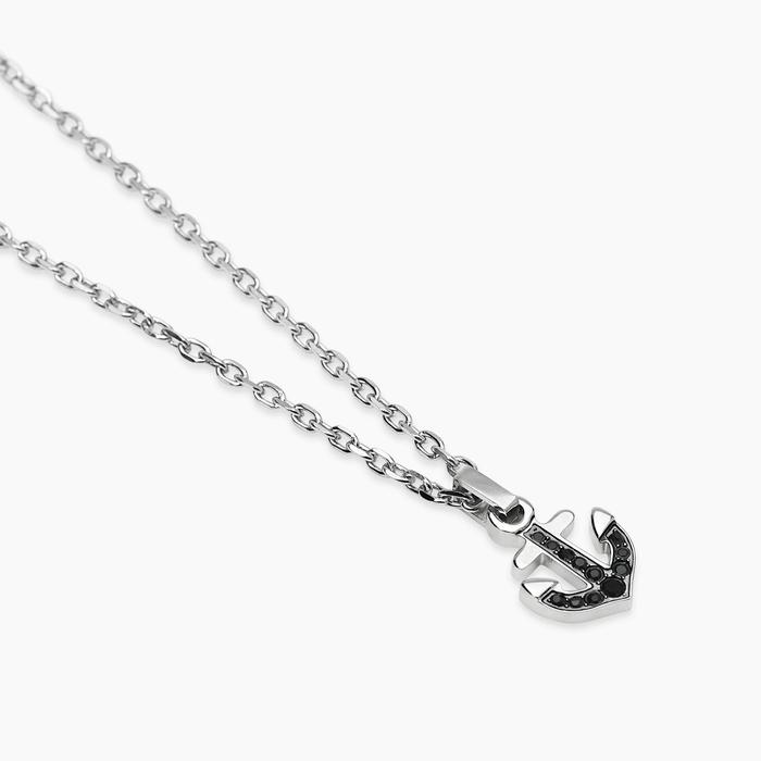 Collana con ciondolo ancora in cristalli neri Style 41