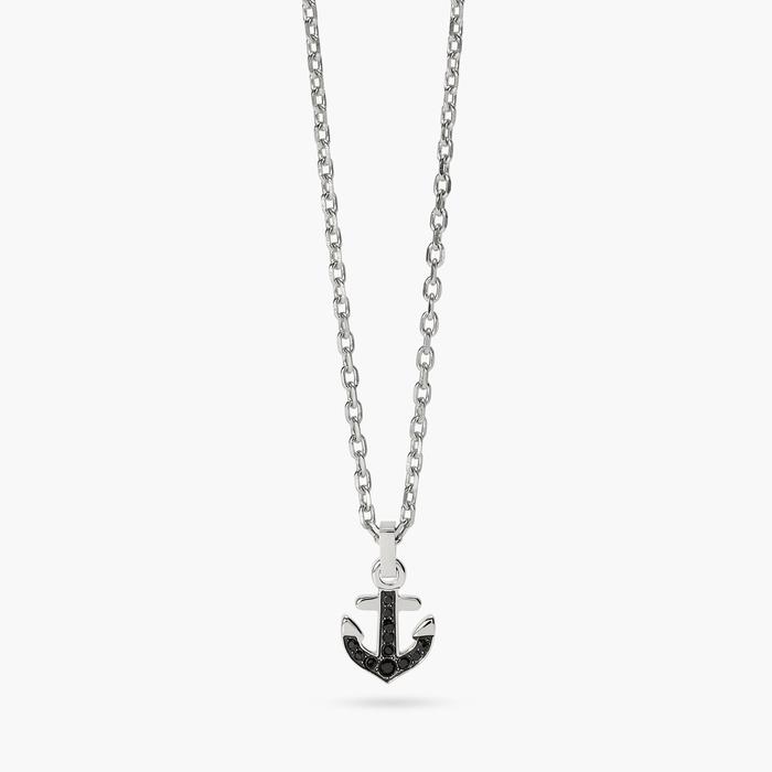 Collana con ciondolo ancora in cristalli neri Style 41