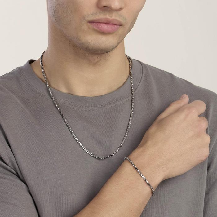 Collana con maglie allungate in acciaio Style 39