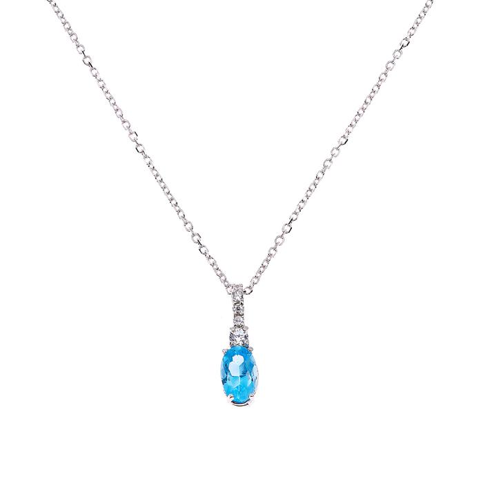 Collana Zircone Acquamarina d'Oro Vero