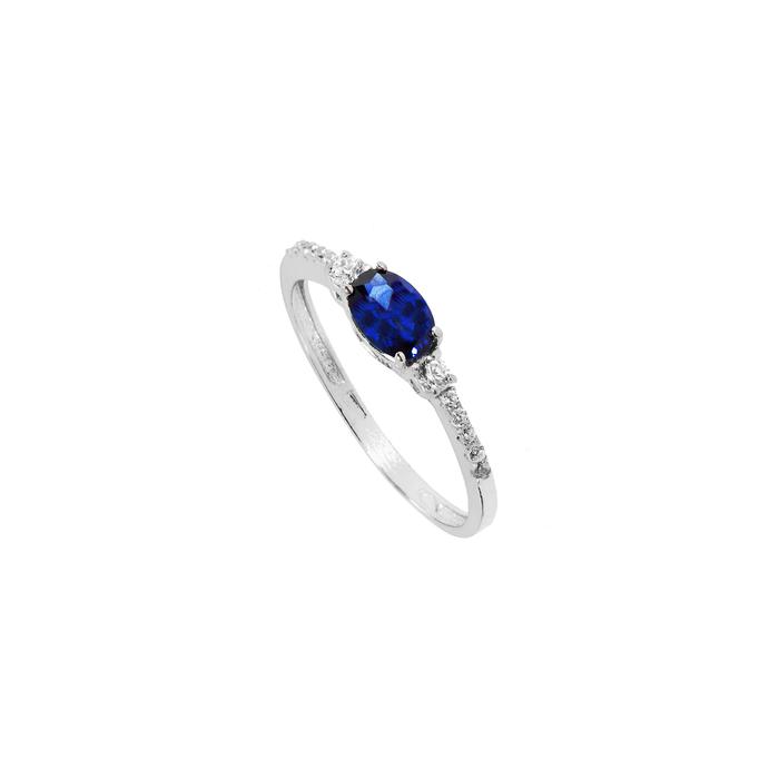 Anello Zircone Zaffiro d'Oro Vero