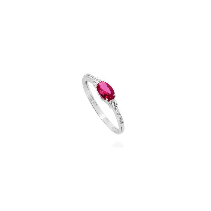 Anello Zircone Rubino d'Oro Vero