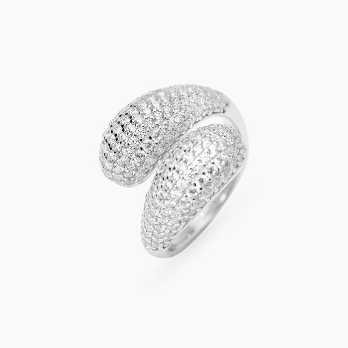 Anello in argento con pavé di zirconi bianchi ONDA PARTY