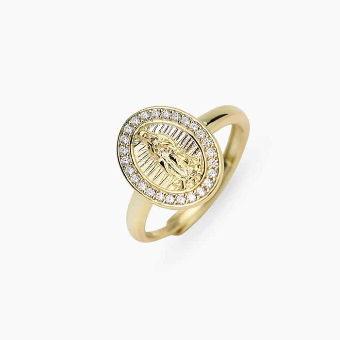 Anello regolabile in argento dorato con Madonnina LADY MADONNA
