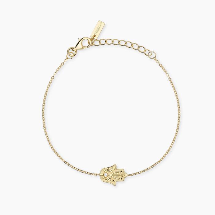 Bracciale in argento dorato con mano di Fatima POSITIVE ENERGY