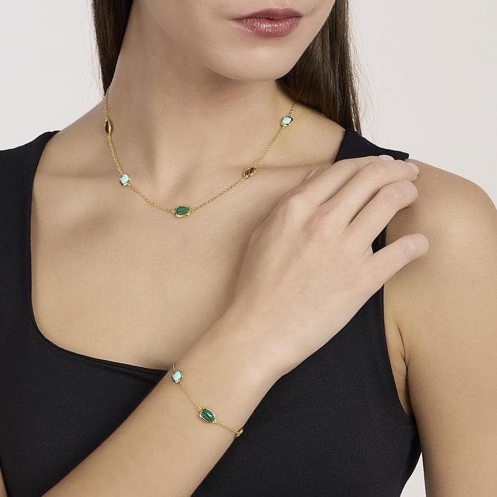 Girocollo in argento dorato con pietre multicolor GIULIETTA