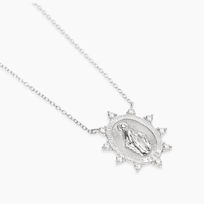 Girocollo in argento con ciondolo Madonnina PROTEGGIMI