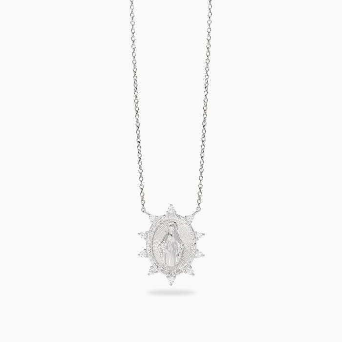 Girocollo in argento con ciondolo Madonnina PROTEGGIMI