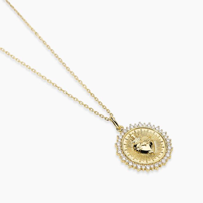 Girocollo in argento dorato con ciondolo Sacro Cuore DIVINO