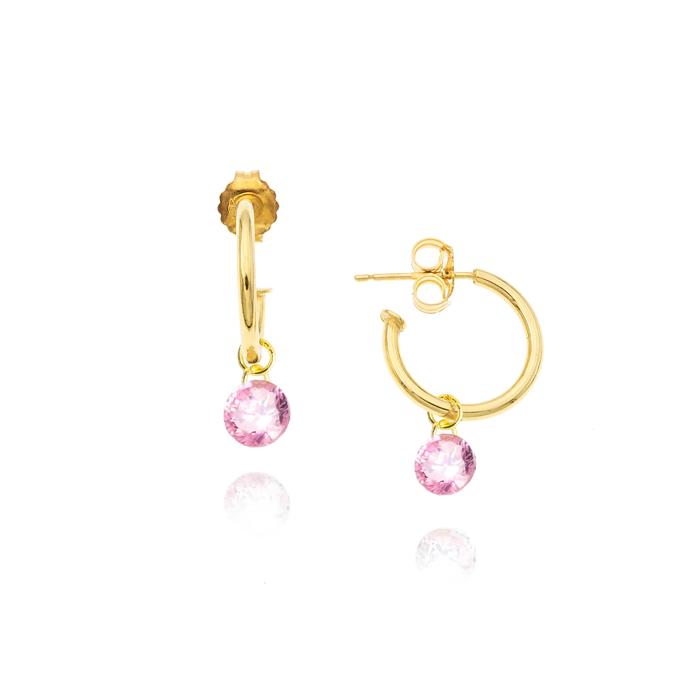 Orecchini Zircone Rosa d'Oro Vero