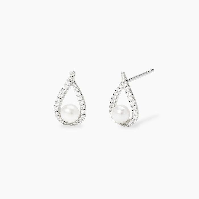 Orecchini a goccia con zirconi e perle coltivate ONE