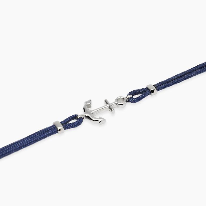 Bracciale da uomo in nylon con ancora in argento NAVY RULE