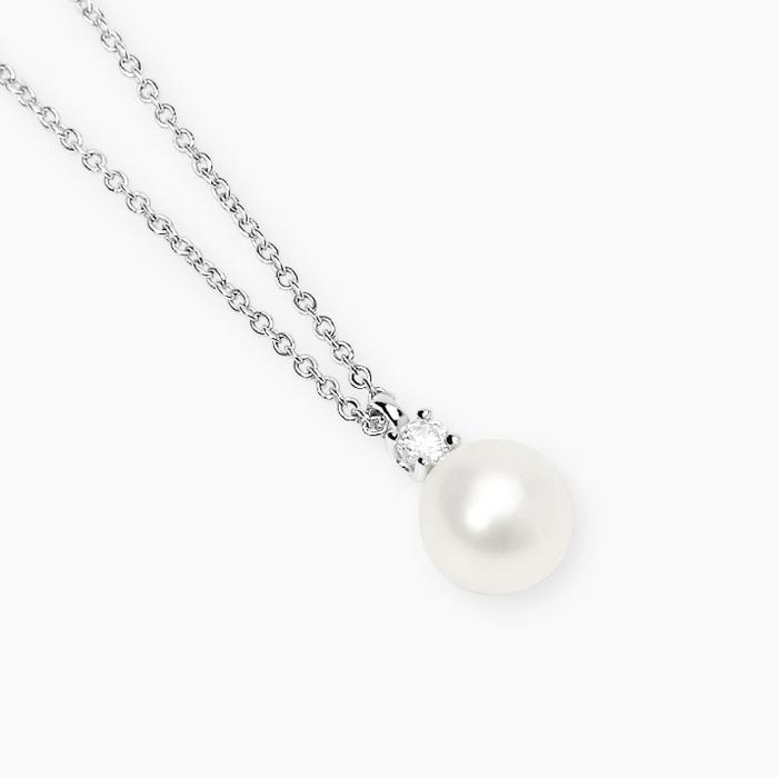Girocollo con perla coltivata e diamante lab-grown 0,08 carati MY DIAMOND