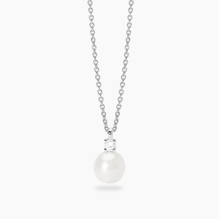 Girocollo con perla coltivata e diamante lab-grown 0,08 carati MY DIAMOND