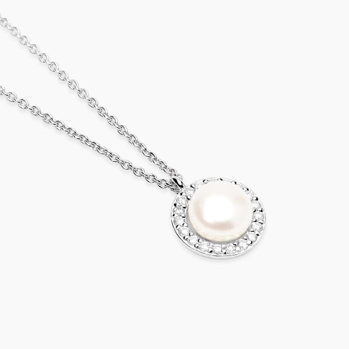 Girocollo con perla coltivata e diamanti lab-grown 0,011 carati MY DIAMOND