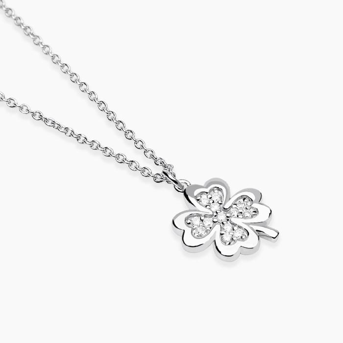 Girocollo con quadrifoglio in diamanti lab-grown 0,009 carati MY DIAMOND