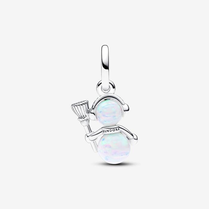 Charm Pendente Pupazzo di Neve Opale