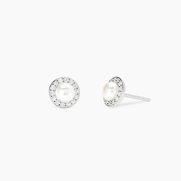 Orecchini con perla coltivata e diamanti lab-grown 0,011 carati MY DIAMOND