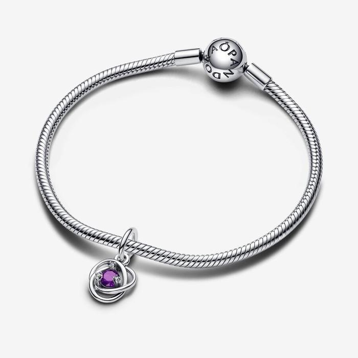 Charm Pendente Cerchio Eterno Viola Febbraio