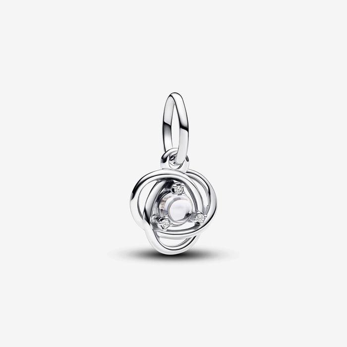Charm Pendente Cerchio Eterno Bianco Aprile