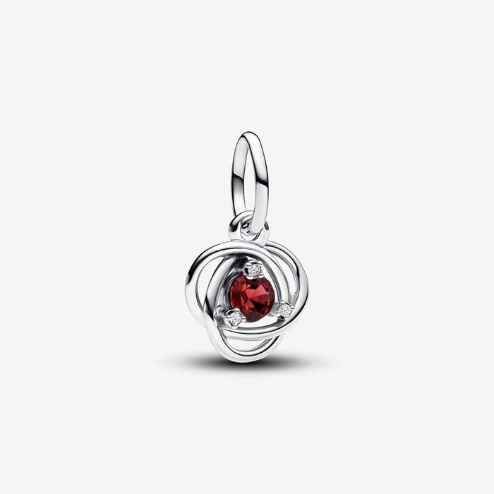 Charm Pendente Cerchio Eterno Rosso Scuro Gennaio
