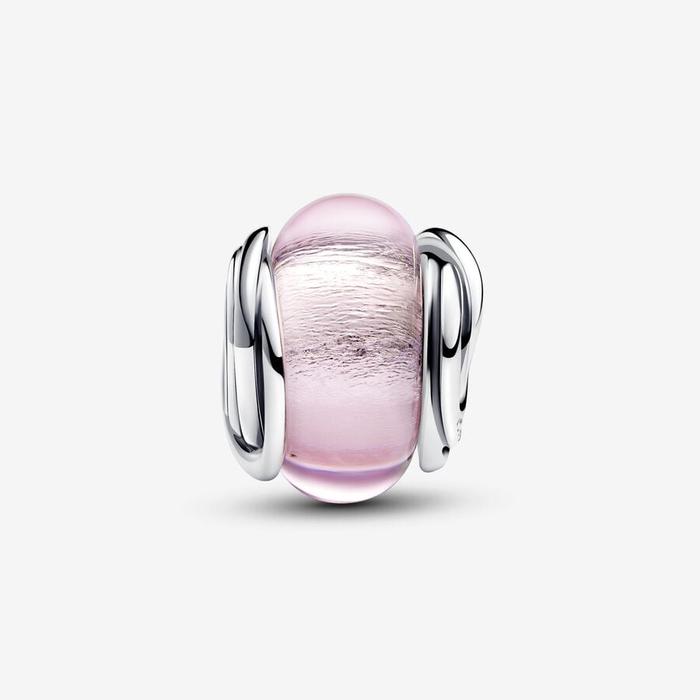 Charm Vetro di Murano Rosa e Cerchi