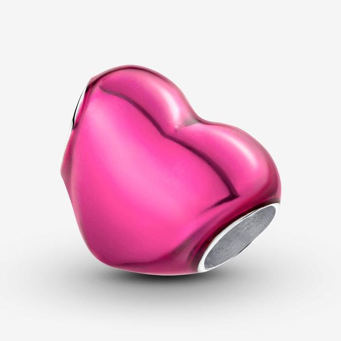 Charm Cuore Metallico Rosa