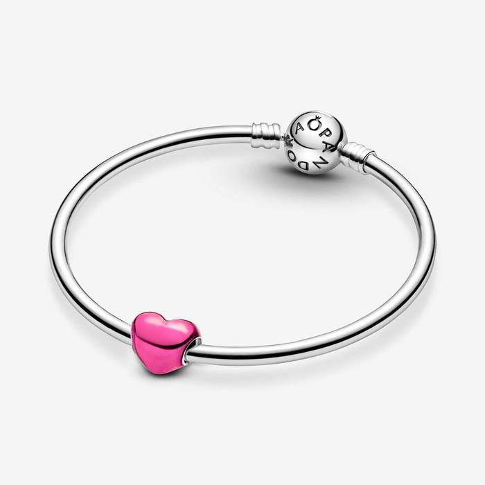 Charm Cuore Metallico Rosa