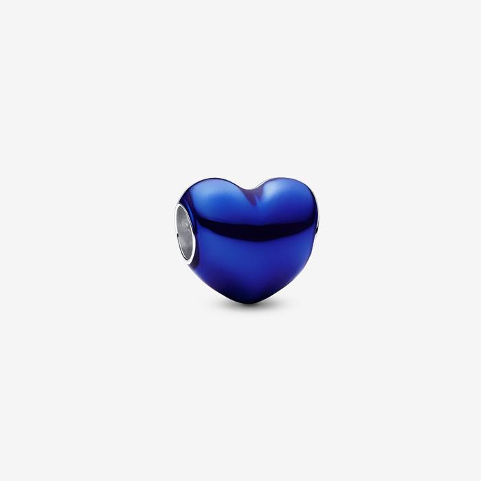 Charm Cuore Metallico Blu
