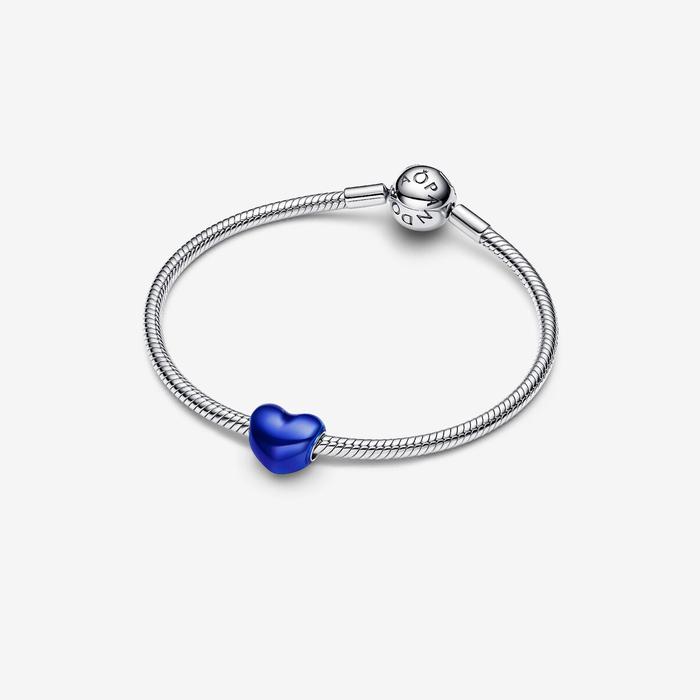 Charm Cuore Metallico Blu