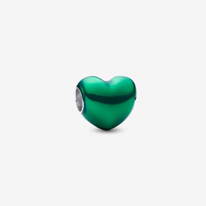 Charm Cuore Metallico Verde