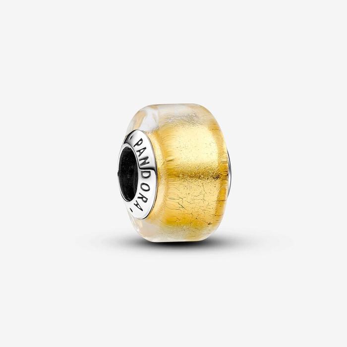 Charm Mini Vetro di Murano Foglia d’Oro