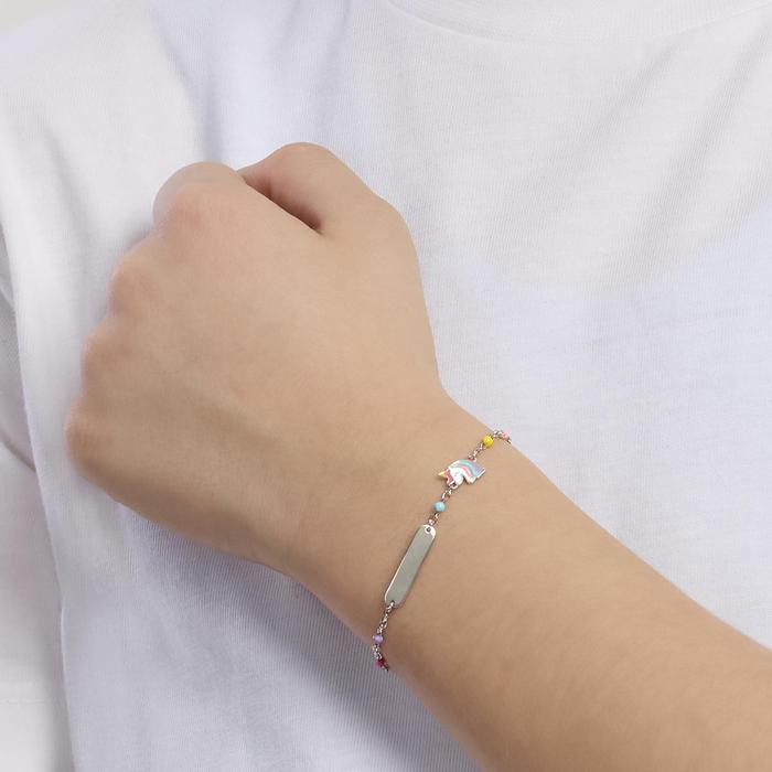 Bracciale multicolor con targhetta e unicorno MINI PONY-TAG