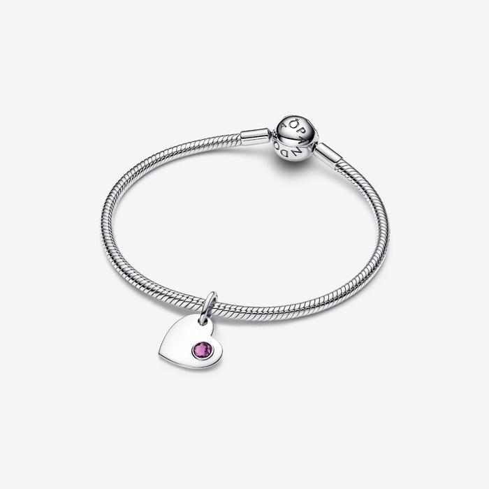 Charm Pendente Cuore con Pietra Viola Febbraio