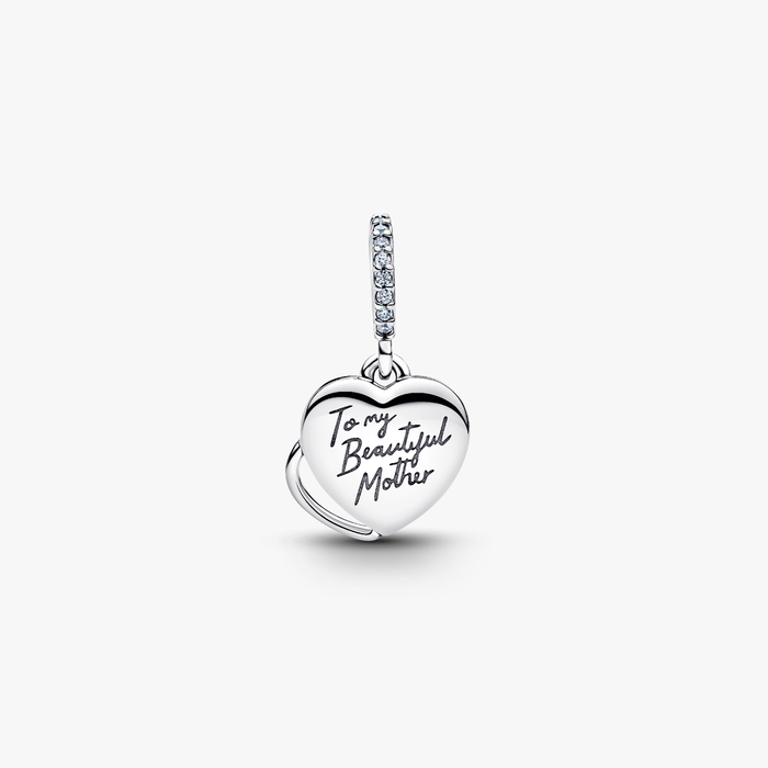 Charm Pendente Doppio Cuore Mamma Sei Bellissima