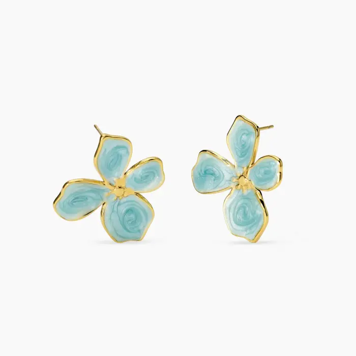 Orecchini fiore in acciaio dorato smaltati STYLE 80