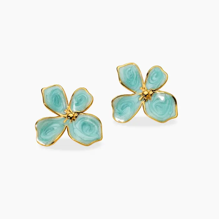 Orecchini fiore in acciaio dorato smaltati STYLE 80