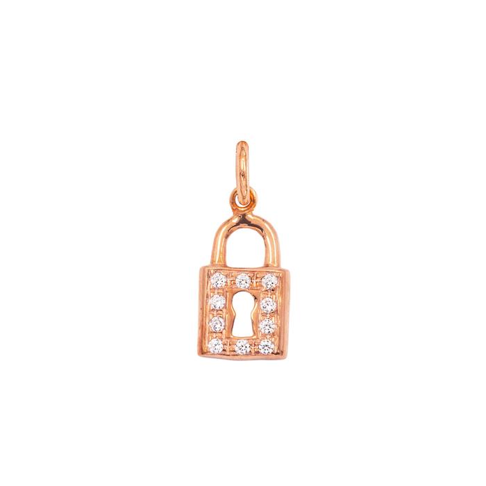 Charm Lucchetto in Oro e Zirconi