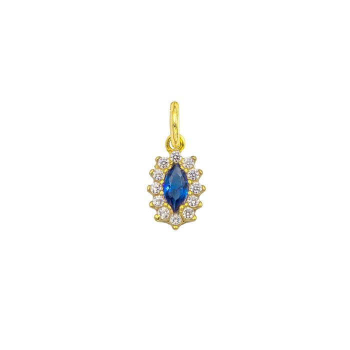 Charm Zaffiro in Oro e Zirconi