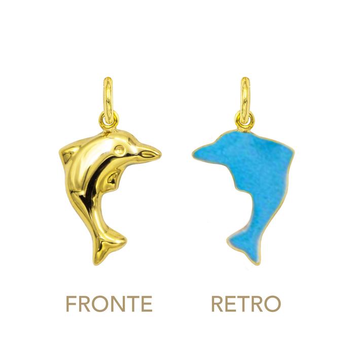 Charm Delfino in Oro e Smalto Azzurro