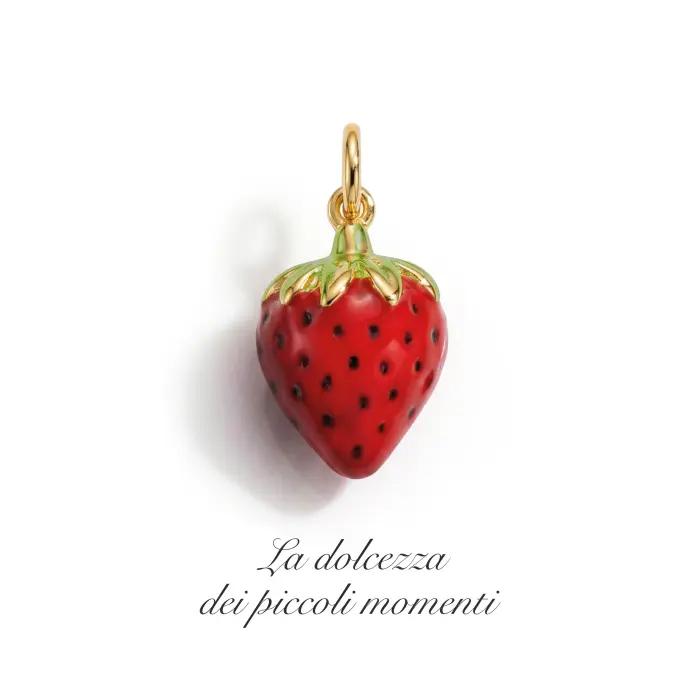 Charm Fragola in Oro e Smalto
