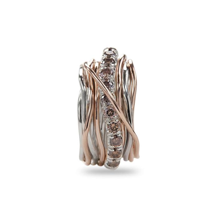Filodellavita Carato 13 fili in Oro Rosa 9kt, Argento 925 e Diamanti Brown