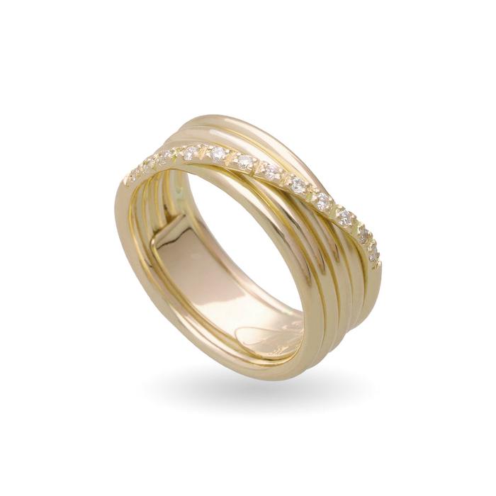 Filodellavita Classic 5 Fili in Giallo 9kt e 12 Diamanti Bianchi