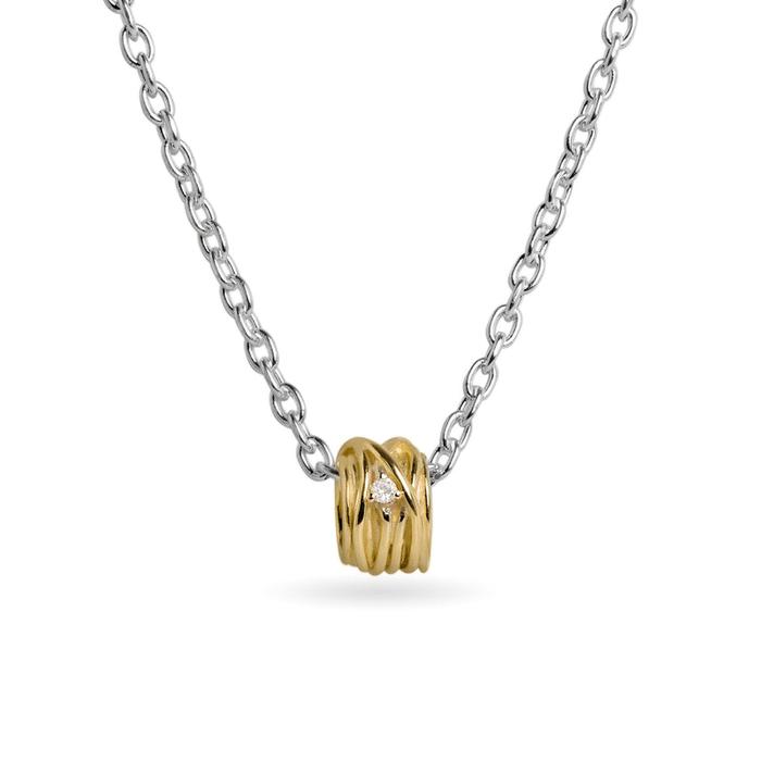 Filodellavita Mini 13 fili in Giallo Rosa 9kt e diamantino con collana in Argento 925 e