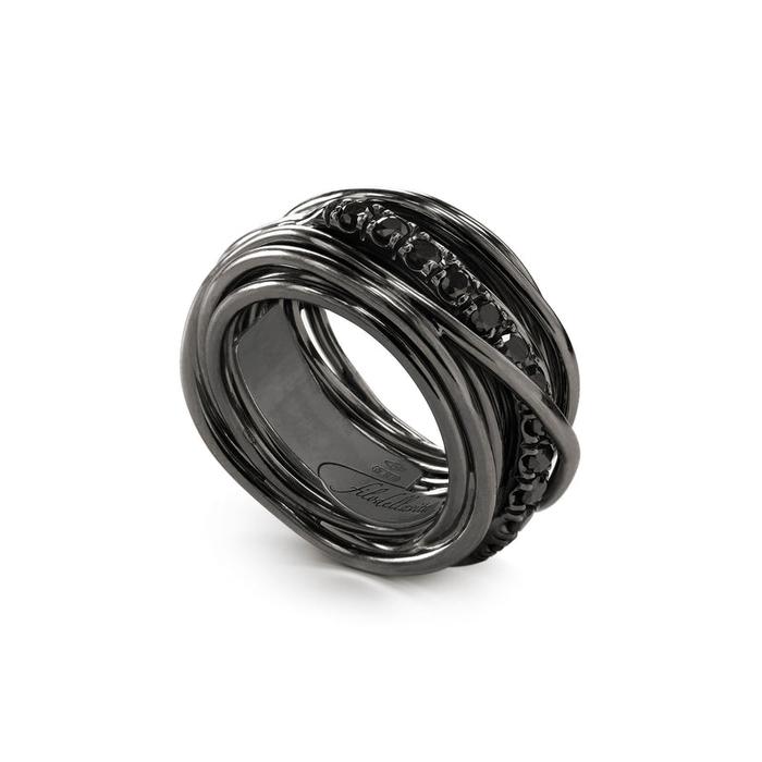 Filodellavita Rock 13 fili in Argento 925 brunito e Diamanti Black