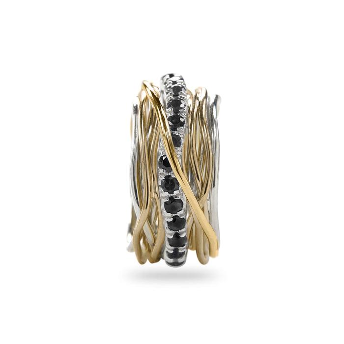 Filodellavita Prezioso - 13 fili in Oro Rosa/Giallo 9kt, Argento 925 e Diamanti Black