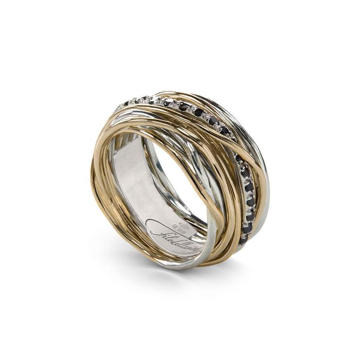 Filodellavita Classic - 13 fili in Oro Giallo 9kt, Argento 925 e 16 Diamanti Black Brown